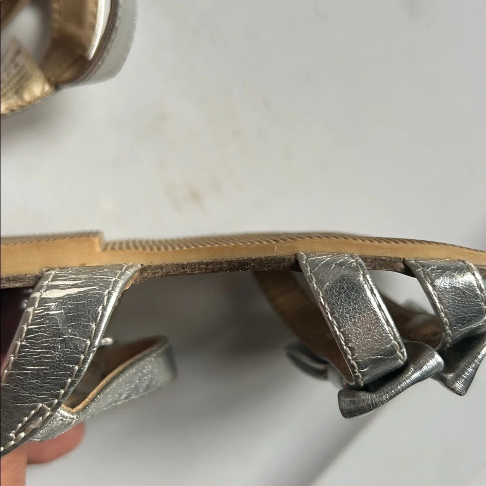 Janie and Jack Baby Girl Silver Bow Sandal Size 3